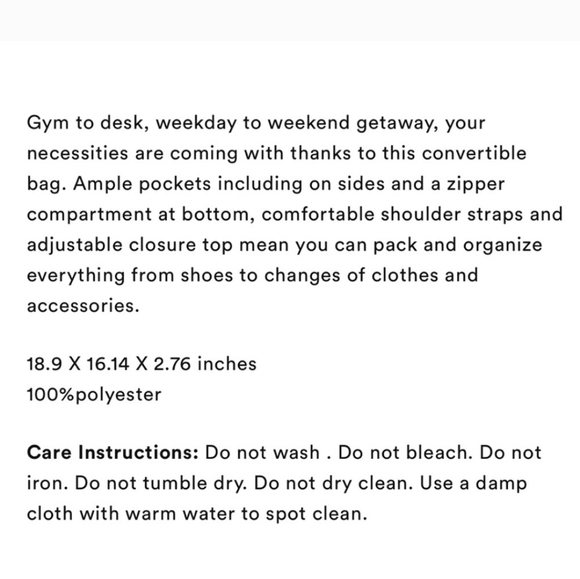 Beyond Yoga Convertible Gym Tote Backpack. Birch Color. NWT - Picture 4 of 6